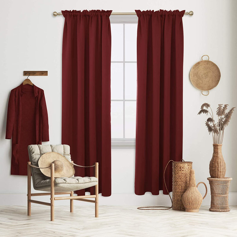 Peniste Room Darkening Curtain Pair, 52" W x 108" L, Crimson Red