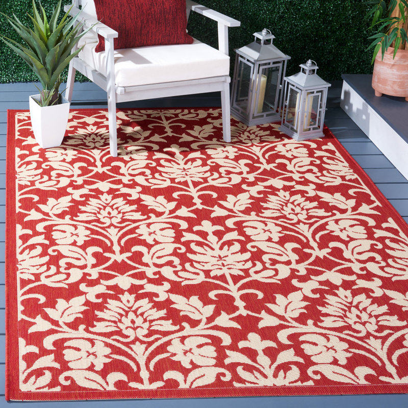 Galena Performance Damask Indoor/Outdoor Area Rug, Rectangle 5'3" x 7'7"