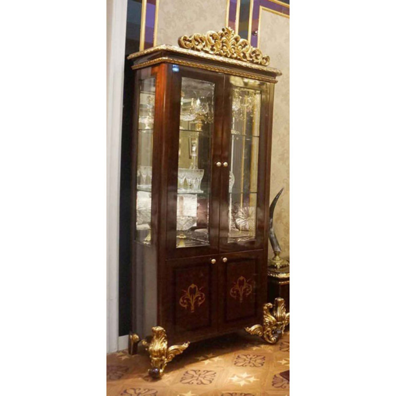 Jerud Solid Wood Lighted China Cabinet