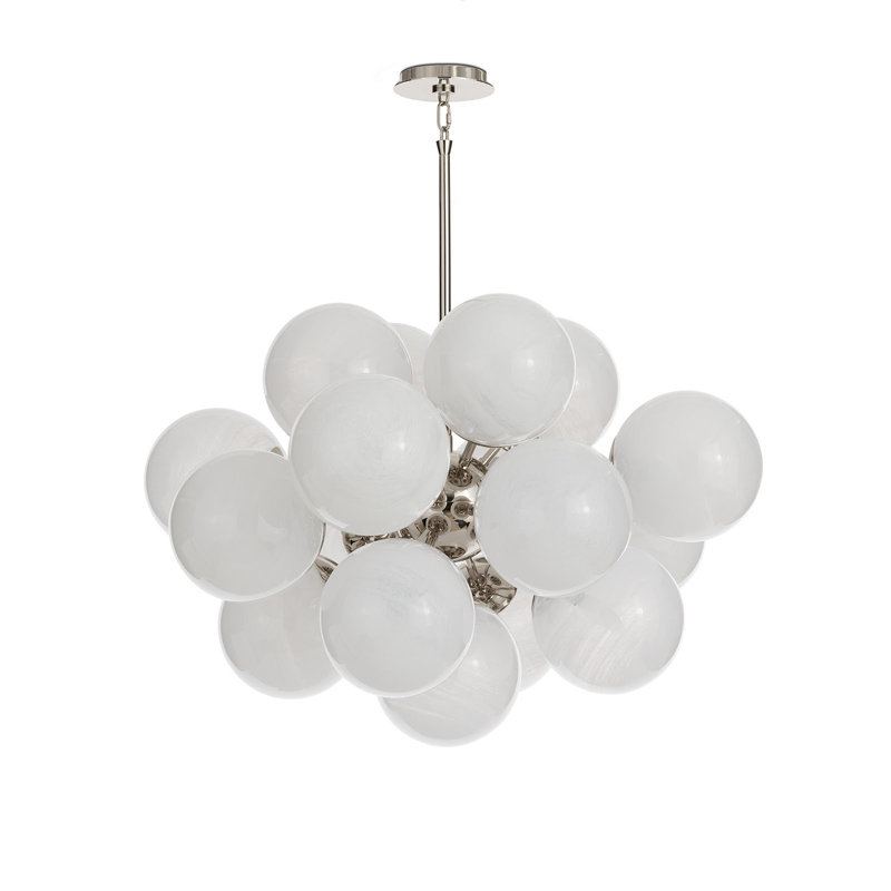 Polished Nickel 17-Light Sputnik Chandelier with Swirl Glass Globes