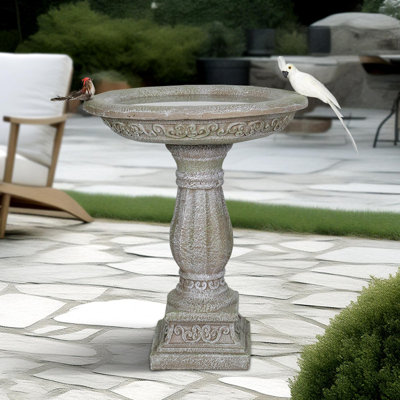 23.8" Tall Outdoor Pedestal Bird Bath
