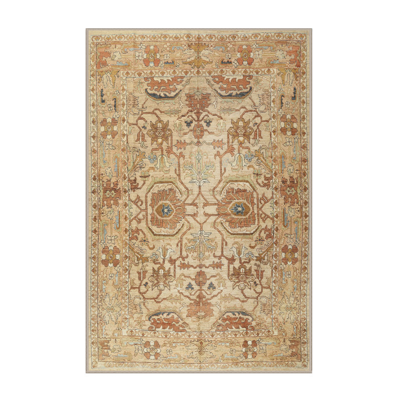 Tapis orange traditionnel/jaune clair Shauny, Rectangle 2 pi x 4 pi