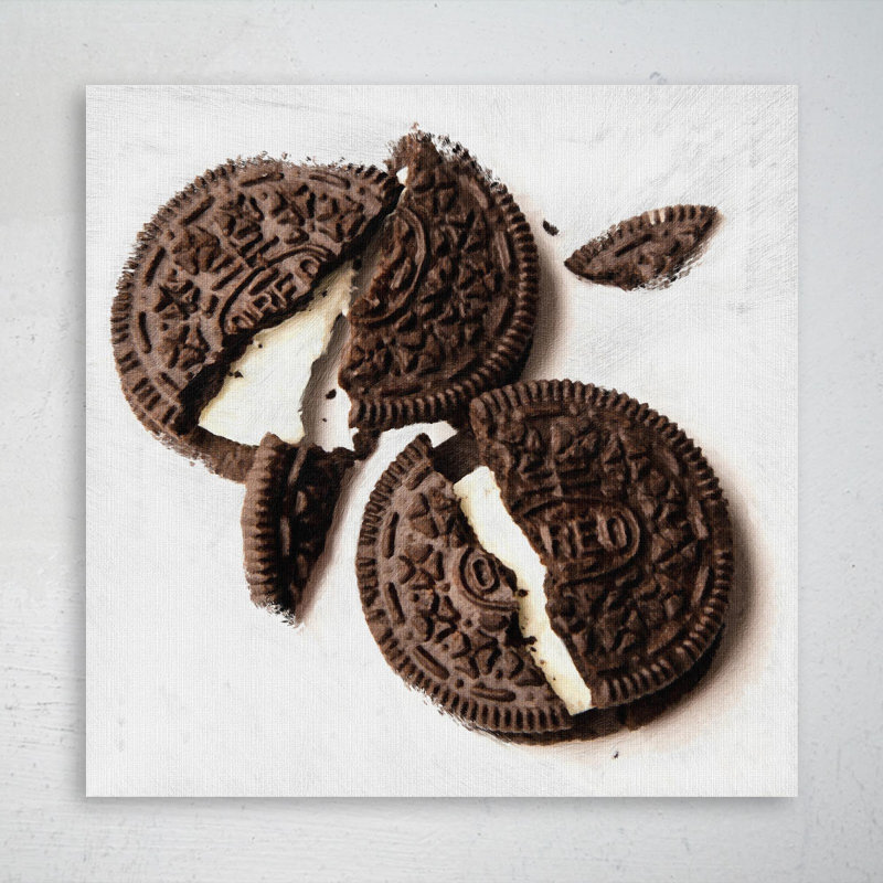 Cracked Oreo Cookies - 1 pièce, impression carrée sur toile tendue, L 32 po x H 32 po