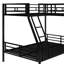 Lit superposé simple au-dessus d'un lit double en métal avec bureau, mezzanine noire pour une chambre confortable et un bureau
