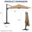 Parasol de patio en porte-à-faux 10 pi avec rotation à 360 ° et réglage de l'inclinaison, parasol carré extérieur décalé avec mât en aluminium sans base