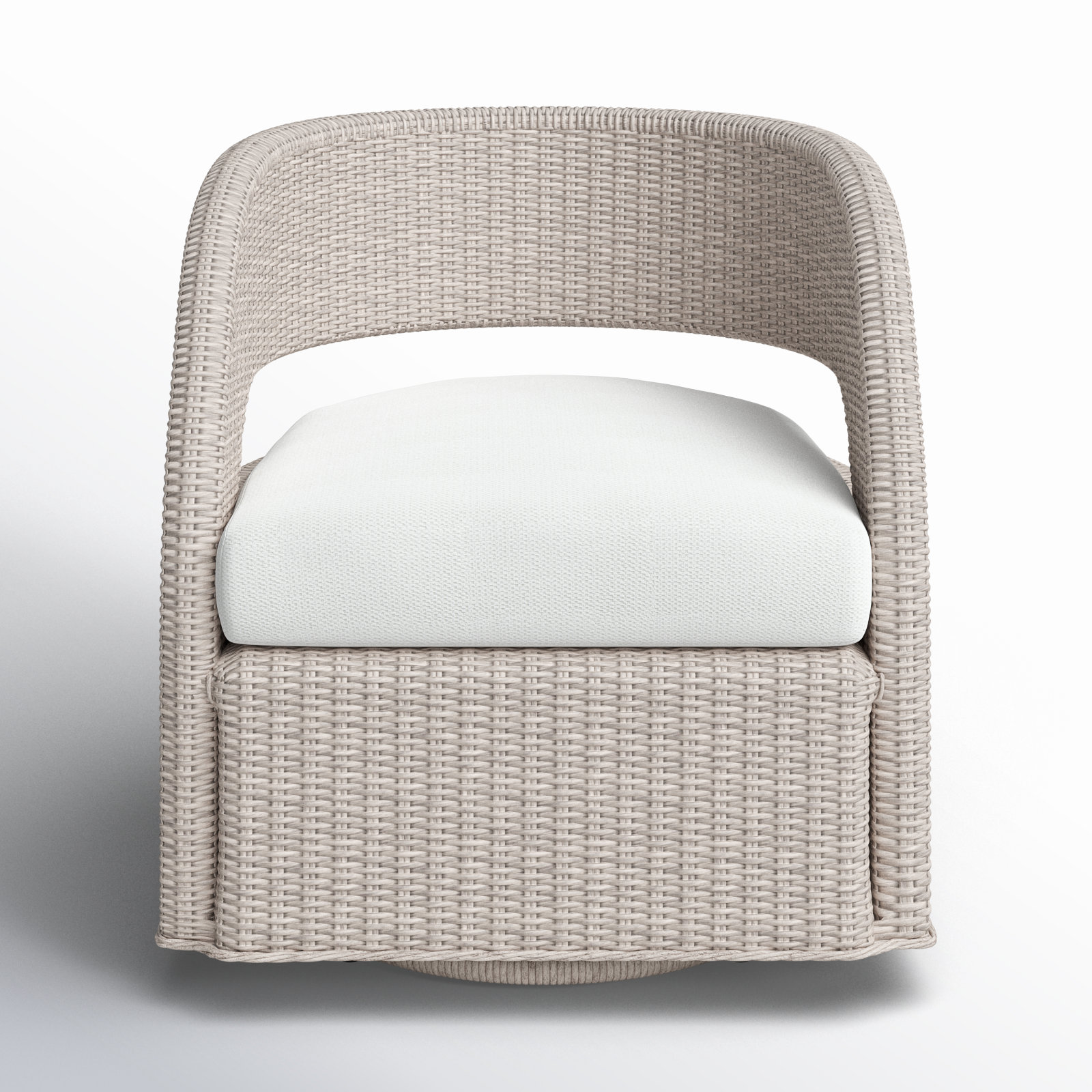 Maxille Swivel Wicker Outdoor Lounge Chair, Vintage White