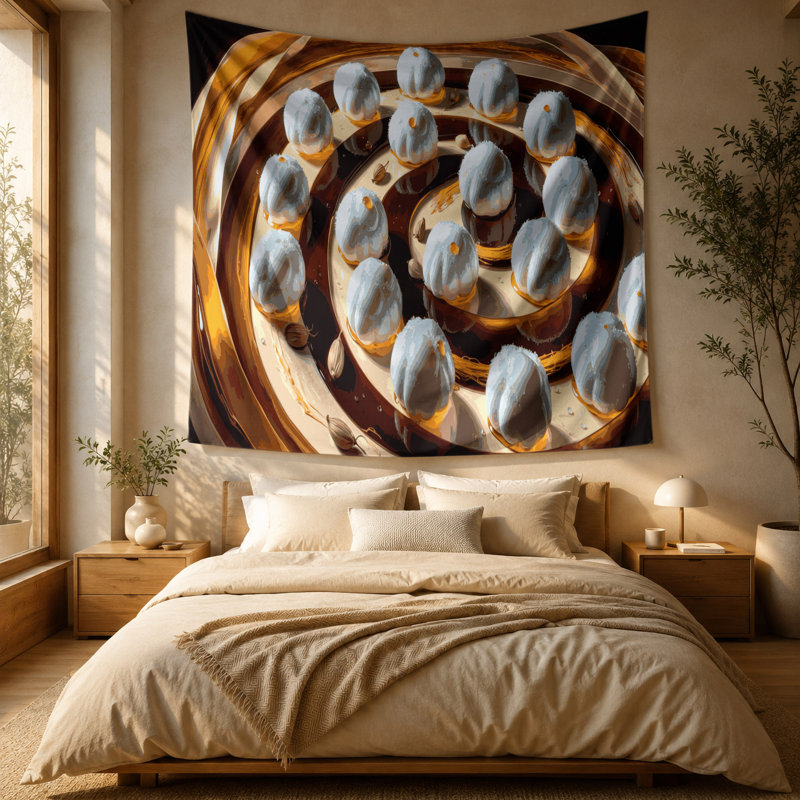 Tapisserie murale Desserts Rasgulla, 88 po x 104 po