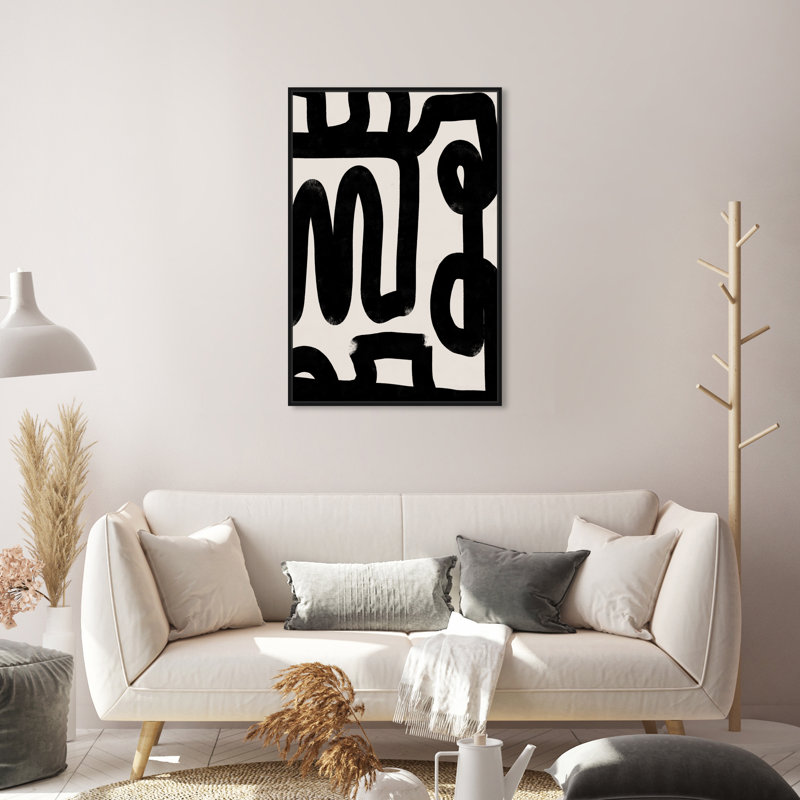 Bold Brush Stroke Lines And Swirls Print by Oliver Gal, Black Floater Framed, 31" H x 21" W