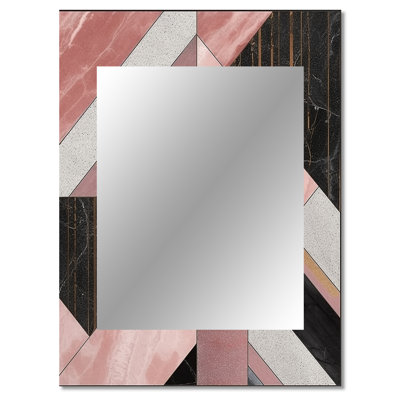 Kincheloe Marble Granite Agate With Touches Of Gold XI - Geometric Mirror, Modern Unique Wall Mirror, Printed Metal Art
