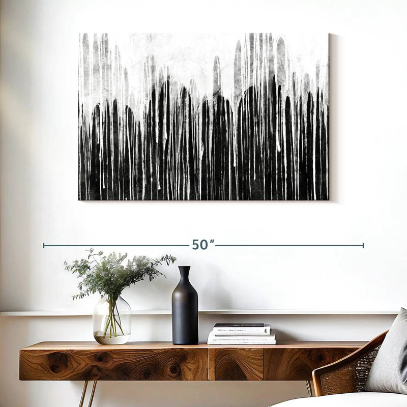 Goutte de peinture noire et blanche Avery, H 26 po x l 39 po