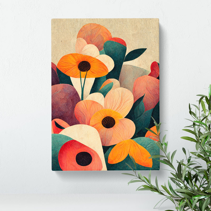 Unique Flowers Abstract No.3 - Wrapped Canvas, 76cm H x 50cm W x 3cm D