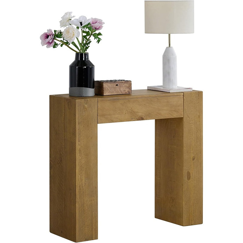 Console en bois massif, de style champêtre, idéale pour l'entrée, le salon ou le corridor, en chêne.