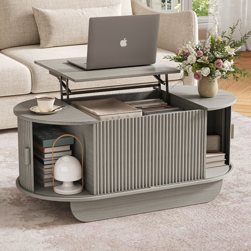 Ensemble de table basse cannelée, Gris