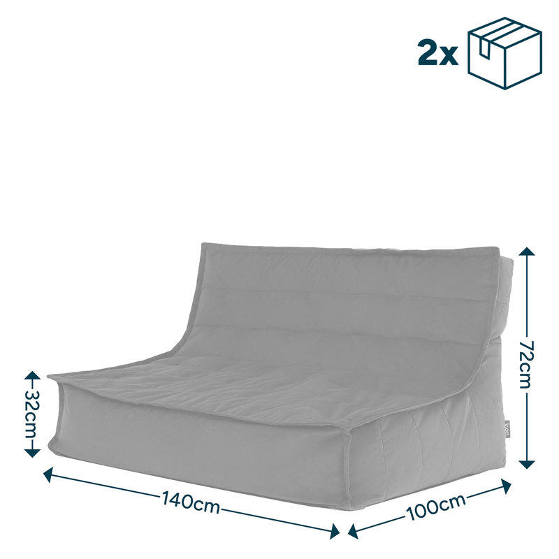 icon Kota  Velvet Sofa Bean Bag, Ink Blue, Orange