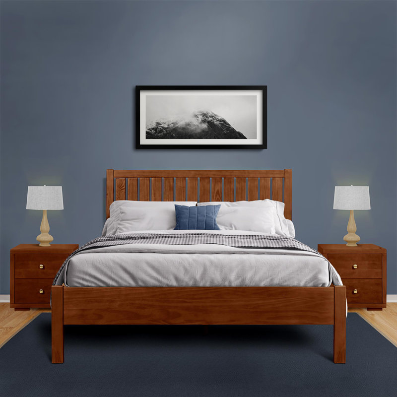 Graham Wood Platform 3 Piece Bedroom Set with Slatted Headboard, Queen, Walnut
