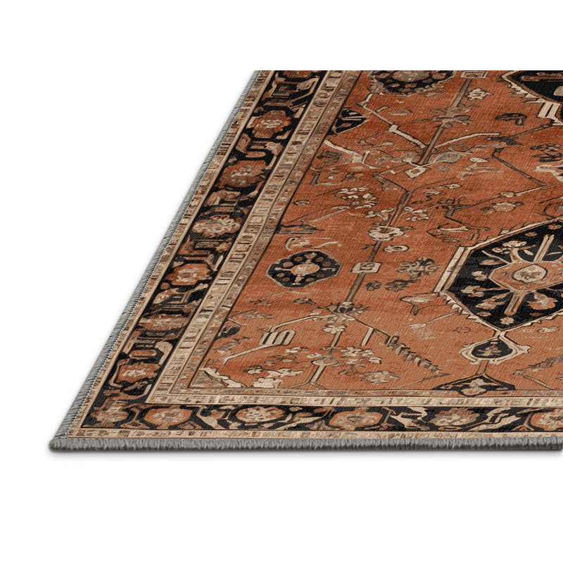 Tapis brun lavable à la machine, Rond 6 pi