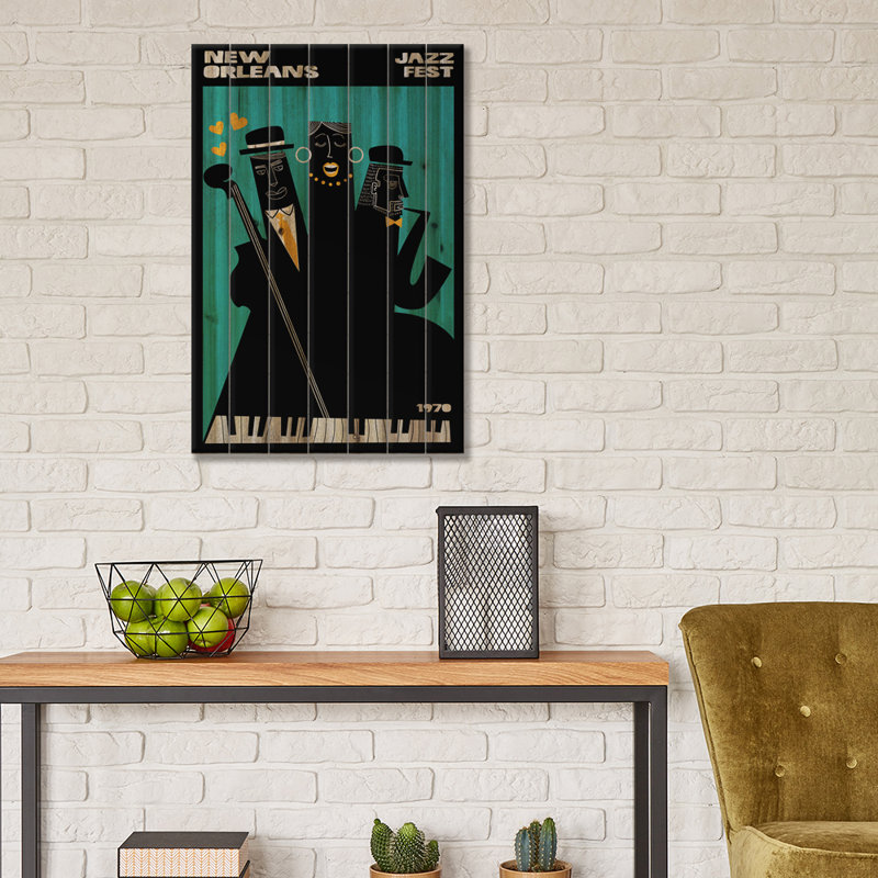 «Deshazo New Orleans Jazz Fest» par - Sans cadre, impression sur bois, H 26 po x l 18 po x P 1,5 po