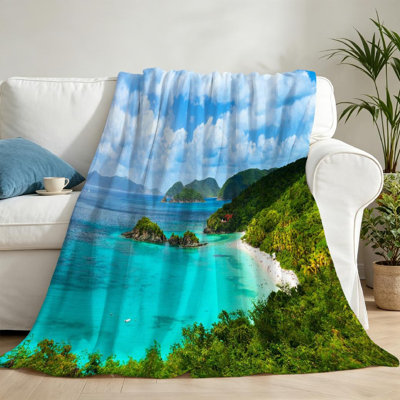 Jeté transparent en flanelle de molleton ultra doux, avec imprimé recto Trunk Island