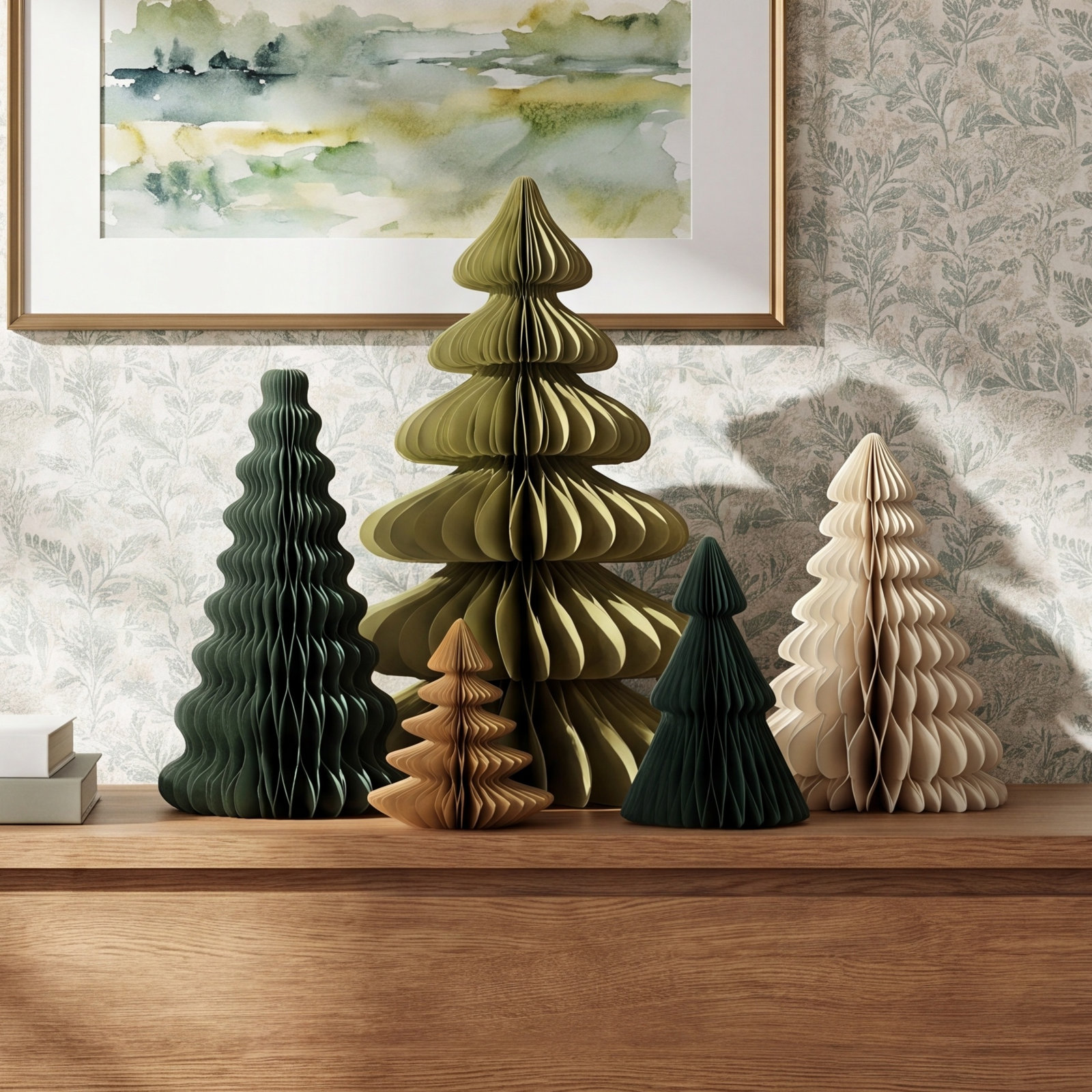 Set of Five Paper Accordion Christmas Trees – One Each Style