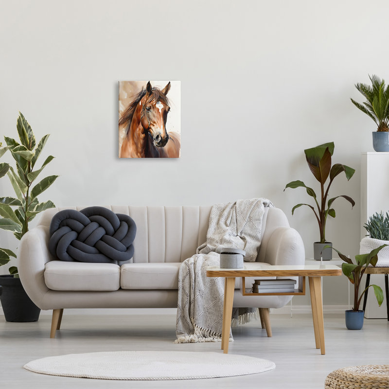 «Brown Horse» par Petals Prints Design, reproduction sur toile tendue, H 20 po x l 16 po x P 1,5 po