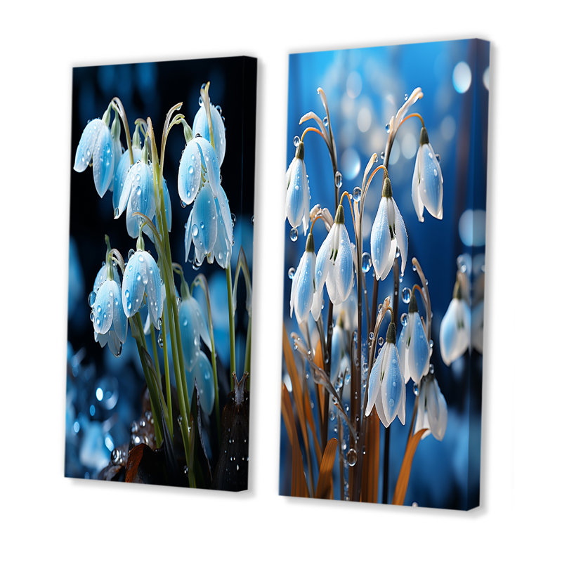Ensemble de 2 photos de fleurs d'hiver, H 32 po x l 33 po, Toile tendue