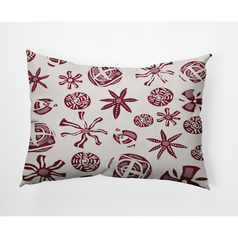 Geometric Outdoor Reversible Throw Pillow, Maroon