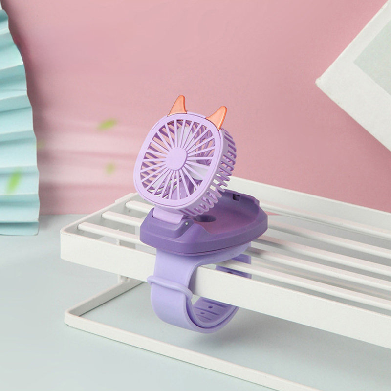 Ventilateur de poignet kbndieu. Ventilateur de charge USB de bureau ou portable à deux fonctions avec trois vitesses de vent et lumières colorées