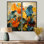 Orange, plantes tropicales vertes II - impressions sur toile orange