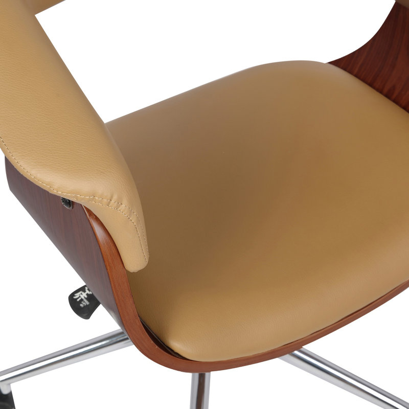 Grumium Faux Leather Mid-Century Office Chair, Camel