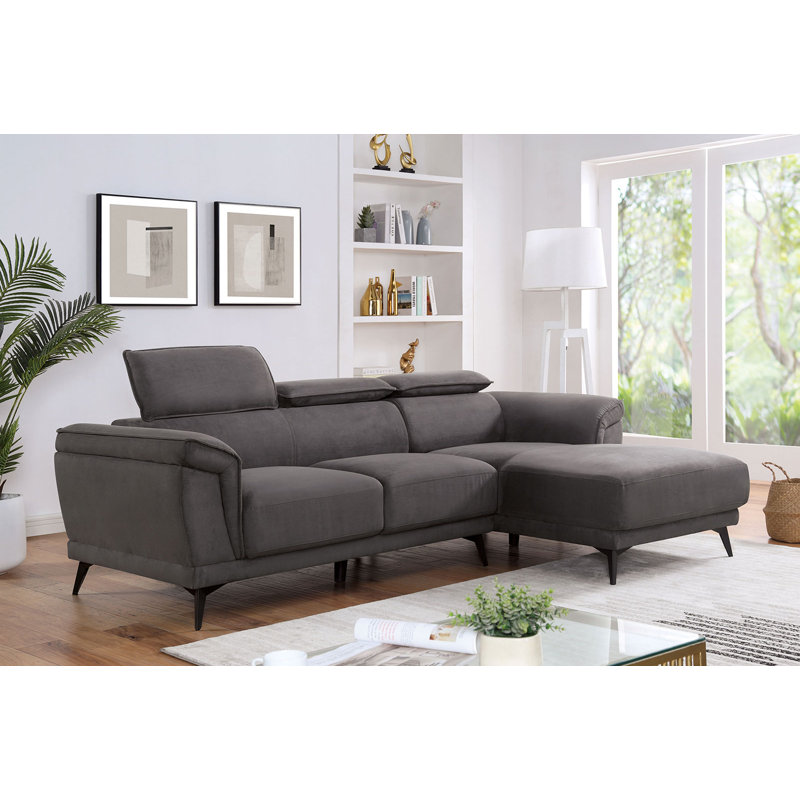 99" W Contemporary Sectional, Dark Gray, Gray