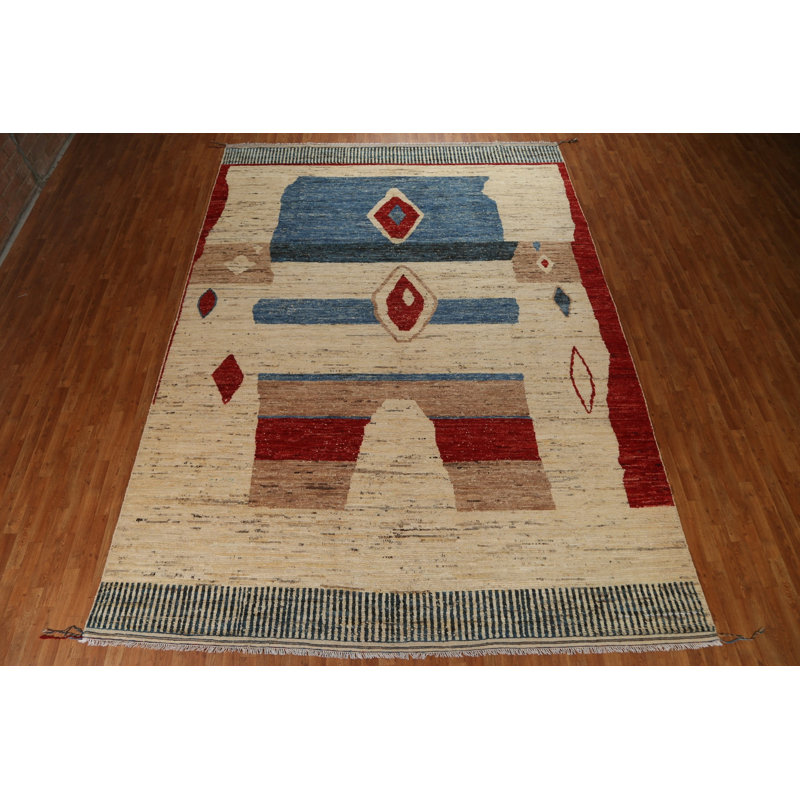 Tapis marocain abstrait noué à la main 10 x 14