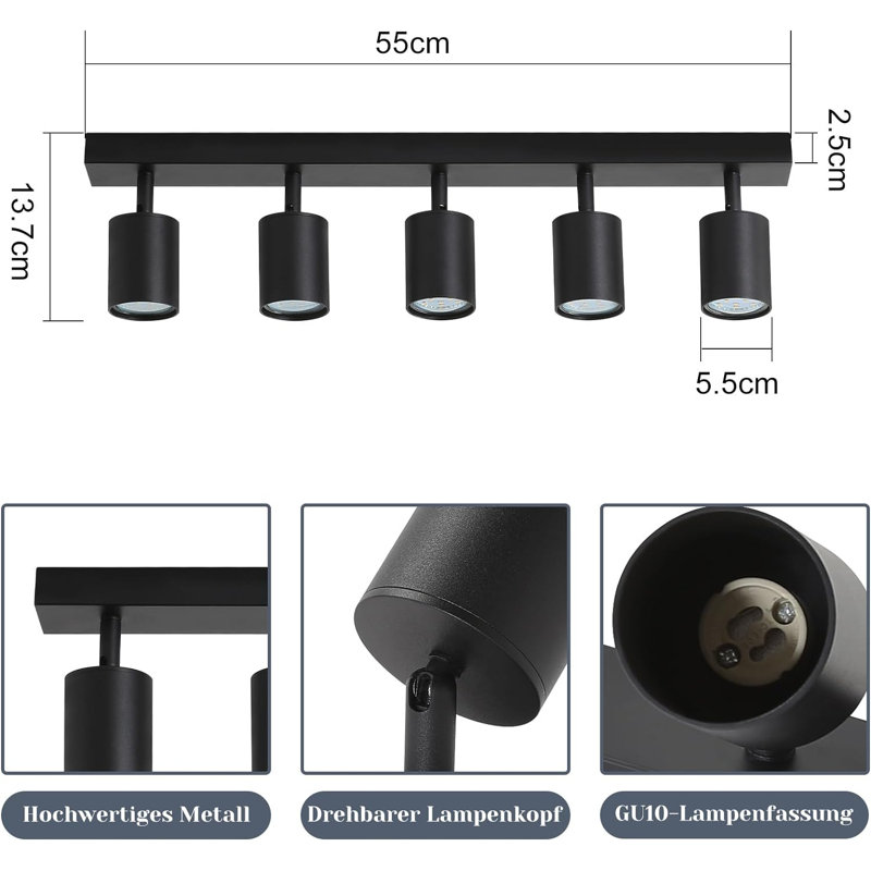 Track Lighting Set 5-Flame Onyka, Black