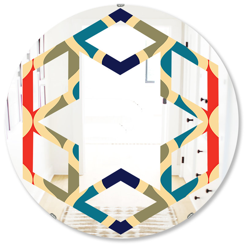 Miroir mural hexagonal étoile avec design de vi éclectique, H 31,5 po x l po