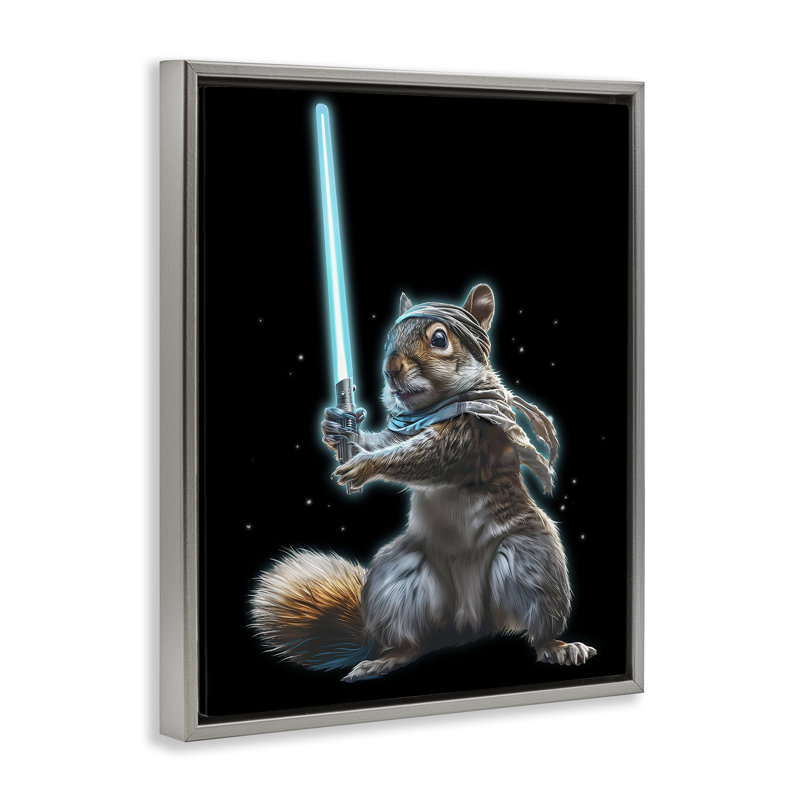 Feel The Force Squirrel Floating Frame, design by Jim Baldwin, Lustre Grey Floater Frame, 21" H x 17" W