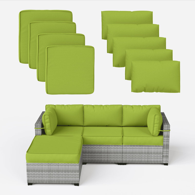 Ensemble de housse de coussin d'extérieur 9 po 9 pièces 9 pièces (ensemble de 3 sièges, 5 dossiers, 1 repose-pieds)