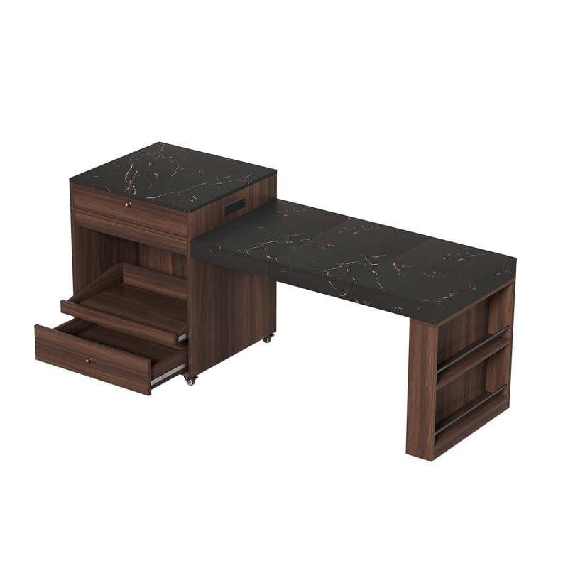 78.8'' Rolling Kitchen Island With 3-Stage Extendable Dining Table (Seats 6-8),Built-In Power Outlet, Ample Storage Drawers & Cabinets,Mobile On Wheels - High-Density Mdf,Easy Assembly(Walnut)