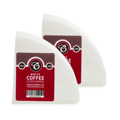 200 Size V02 White Coffee Filter Paper Cones – V Shaped, Compatible With Hario