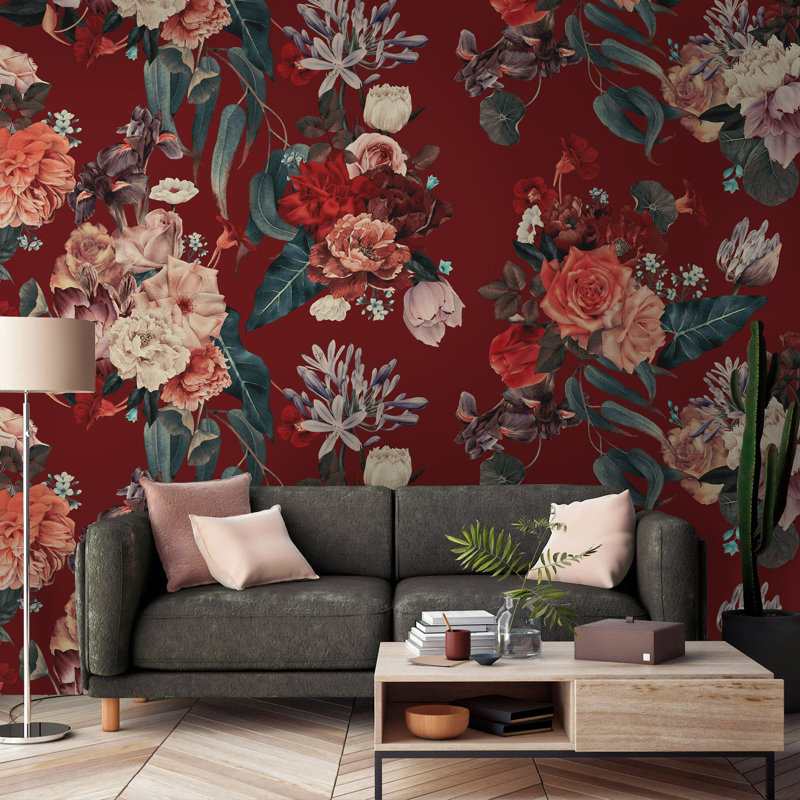 Papier peint amovible floral, L 9 po x l 15 po