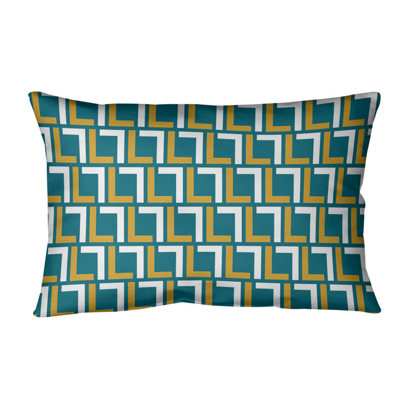 Housse de coussin rectangulaire Jacksonville Football Luxury, Croisé en coton, Bleu sarcelle / or / blanc