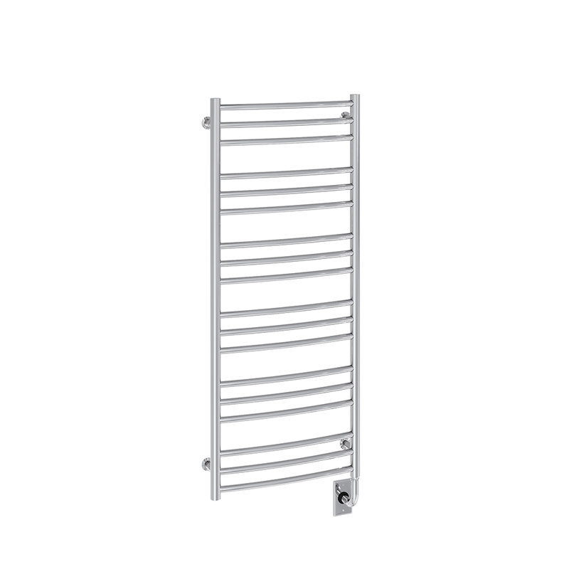 Chauffe-serviettes électrique incurvé 19,5 po x 47,5 po Laveno, H 47,5 po x l 19,5 po x P 2,75 po, Chrome chrome, Raccordé