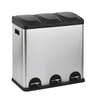 Steel Step On Multi-Compartments Trash & Recycling Bin - 16 Gallons