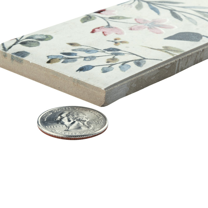 Garden 3" x 10" Porcelain Floral Wall & Floor Tile