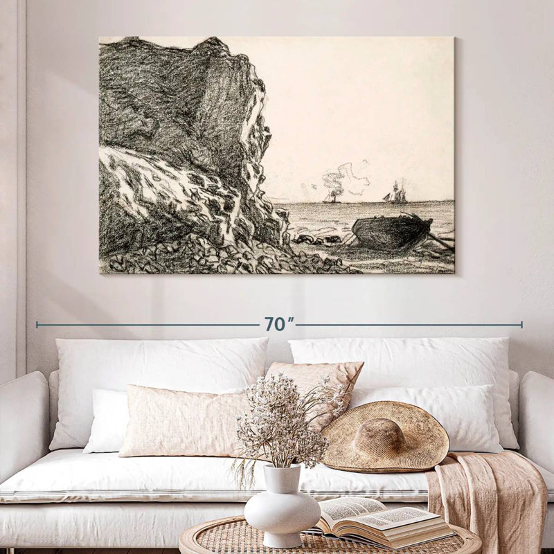 Gillard Falaises et mer Sainte-Adresse 1864, H 34 po x l 51 po
