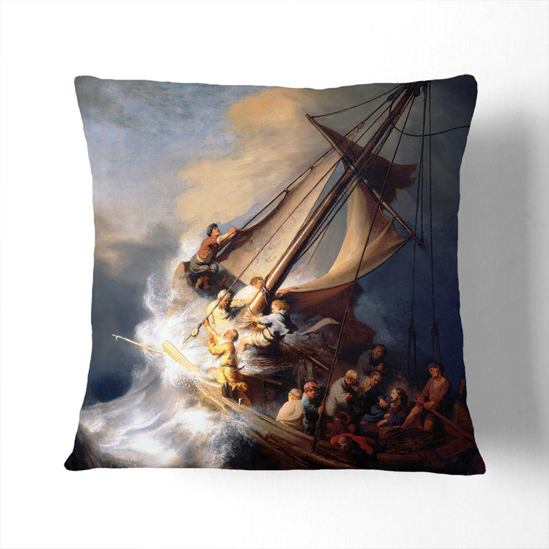 Christ in the Storm of Galilee Scatter Cushion, Stone, 40cm H x 40cm W x 15cm D