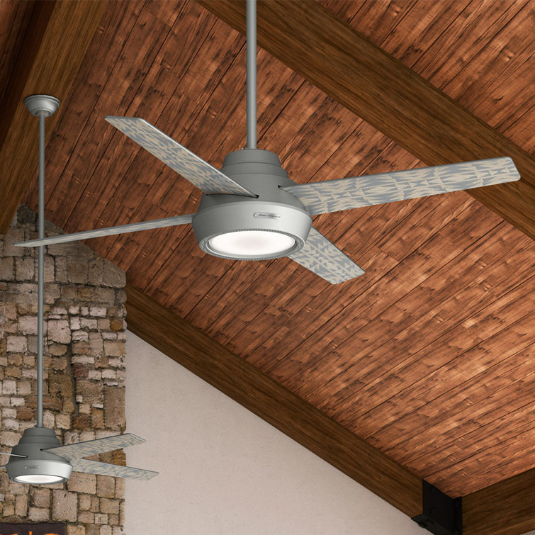 54" 4 - Blade LED Standard Ceiling Fan with Remote Control and Light Kit Included