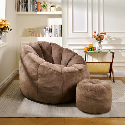 Fauteuil à billes géant, canapé à billes surdimensionné pour adultes et enfants, grand fauteuil à billes en fausse fourrure avec bourre, grand fauteuil d'appoint rembourré pour jouer, lire dans le salon
