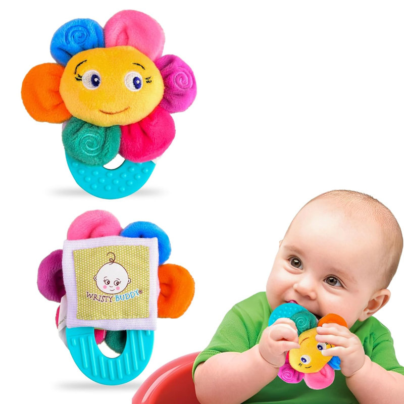 Anneau de dentition pour bébé Wristy Buddy - fleur
