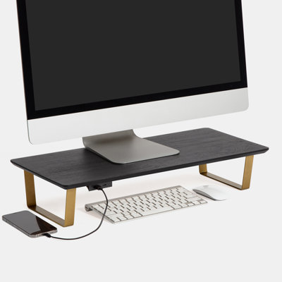Giannah Wood Monitor Stand With USB Port