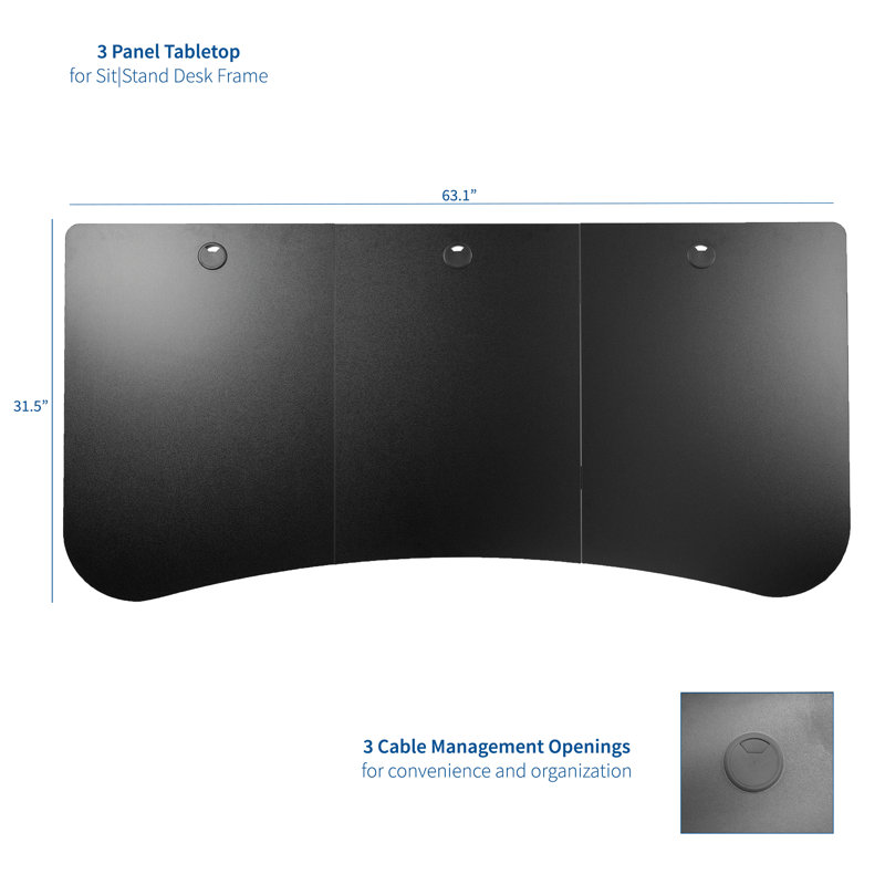 63.1in x 31.5in Table Top, Black