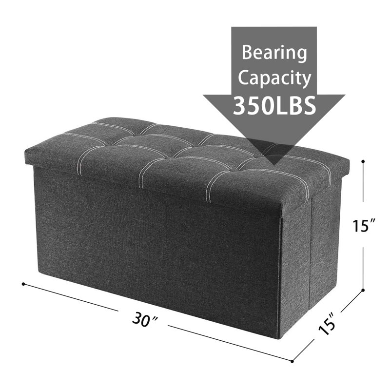 Linen Blend Upholstered Bench with Flip Top